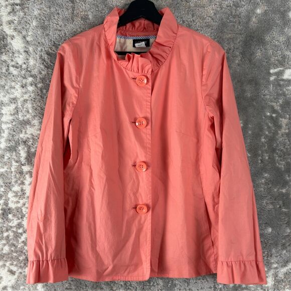 J Crew Womens Size 6 Cotton Button Coat Pink Lined Long Sleeve Outdoor Jacket - Picture 1 of 9